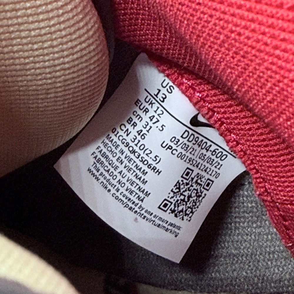 Nike Dunk High 1985 Red Acid Wash Grey Black Mens 13 - Picture 7 of 10
